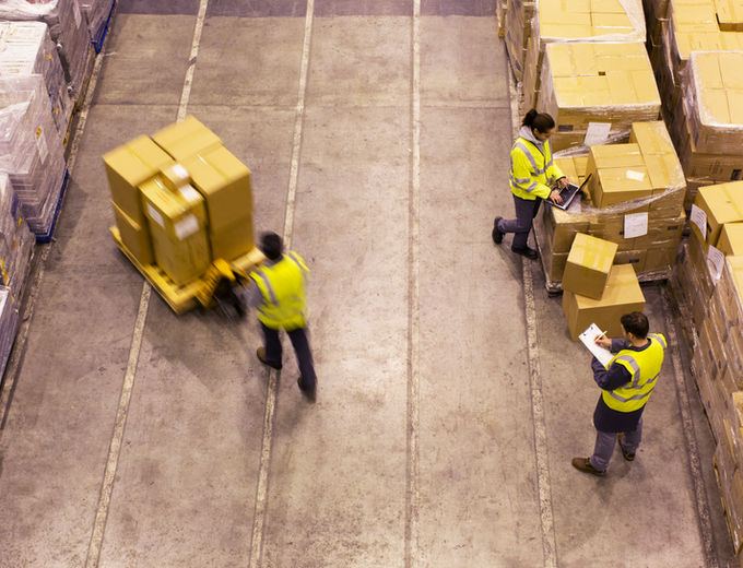 Warehouse team preparing distribution orders