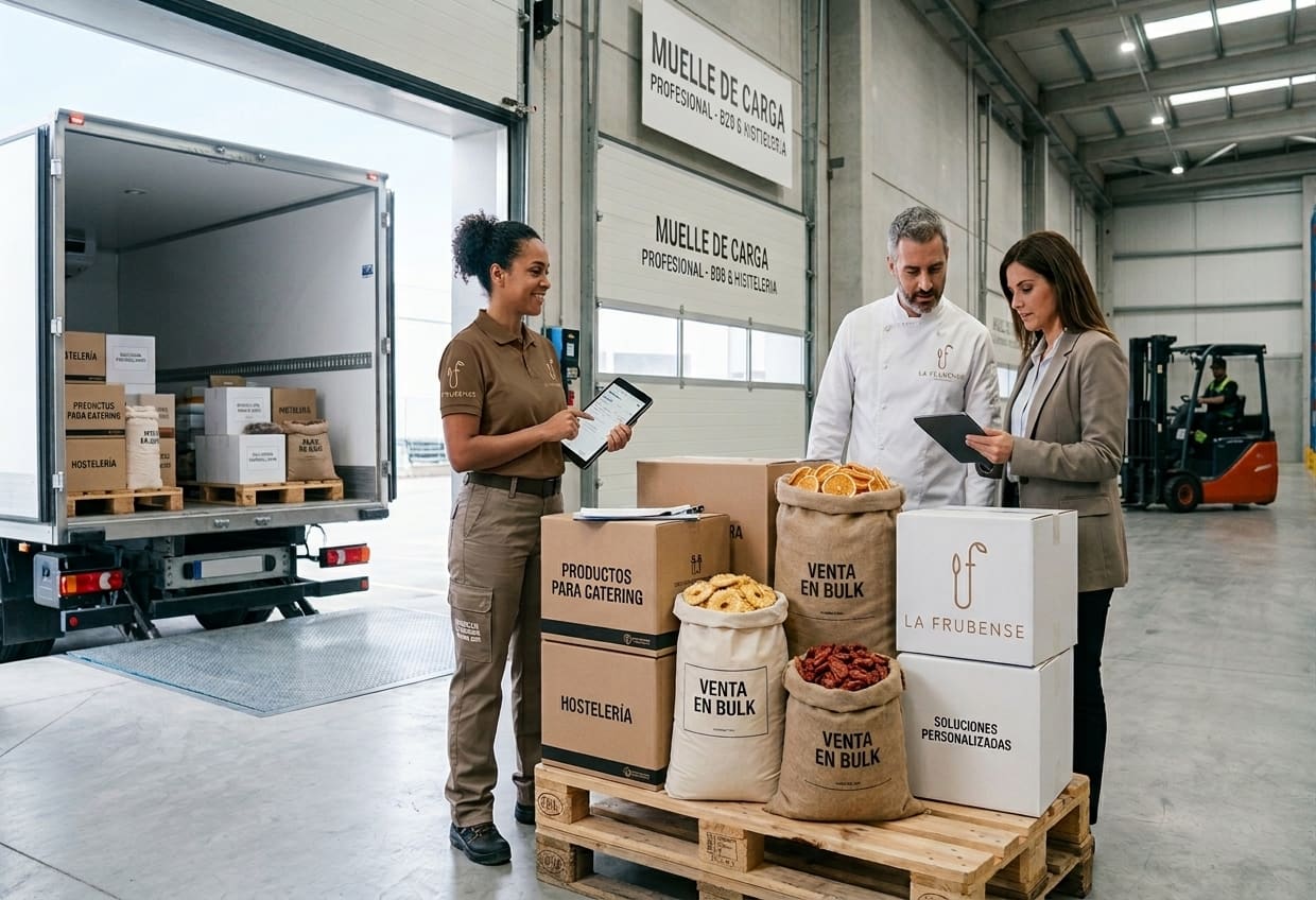Équipe La Frubense préparant des commandes pour la restauration et la distribution professionnelle